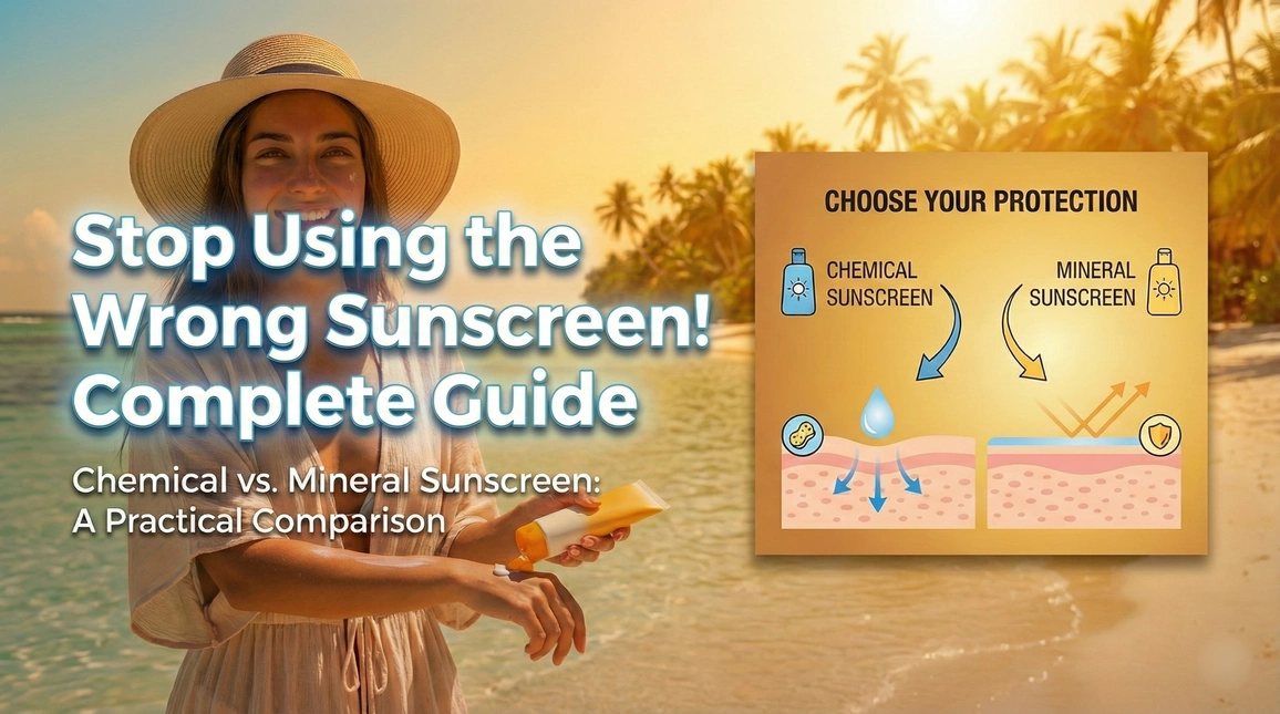 Stop using the wrong sunscreen complete guide and Comparison of chemical vs mineral sunscreen