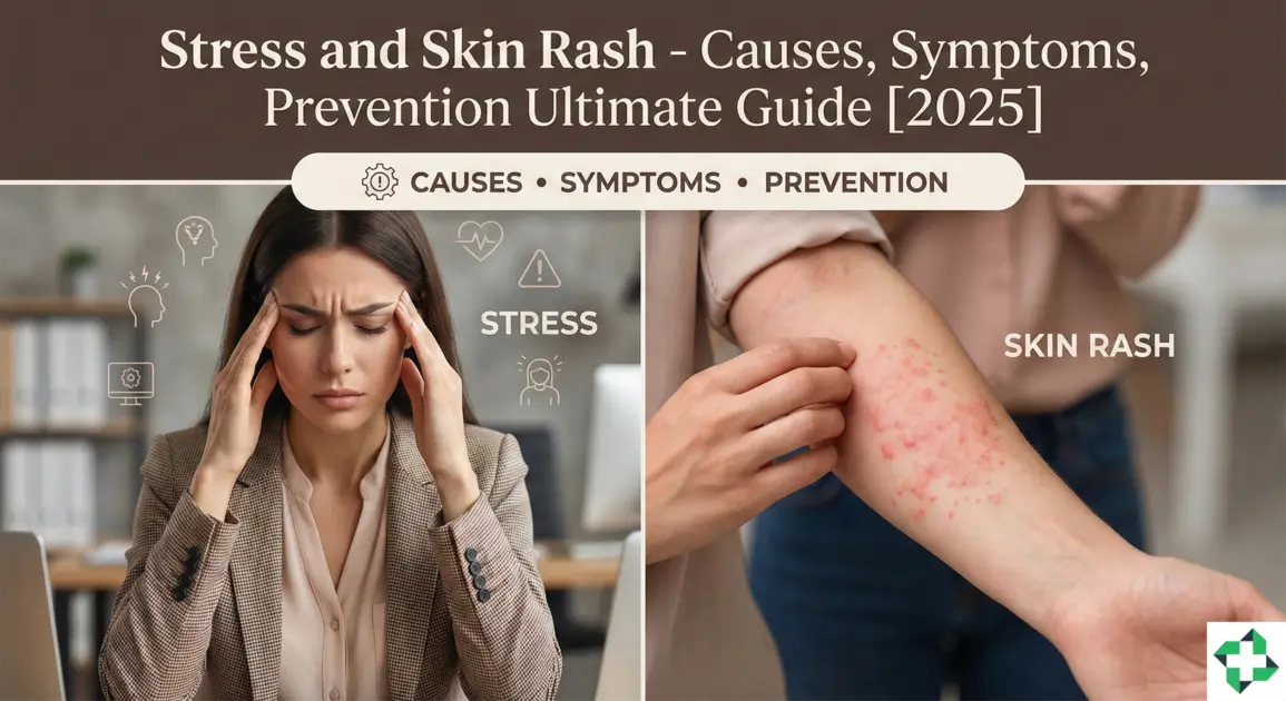 Close-up of a stress and skin rash on a woman's arm, illustrating the link between mental health and skin.